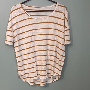Striped Women's Top - White and Brown